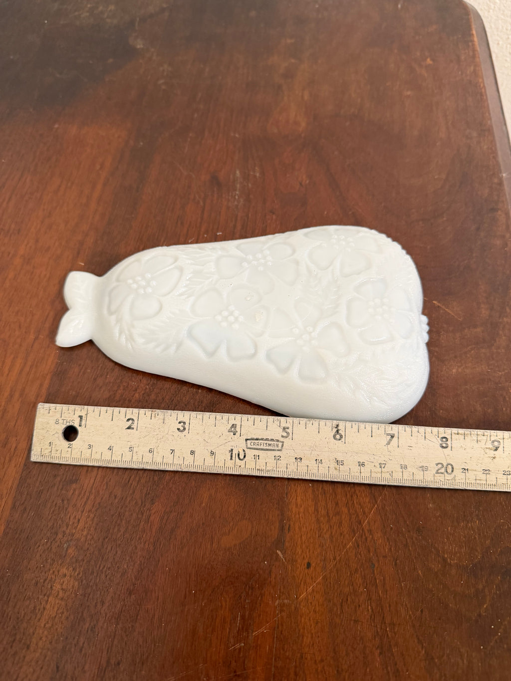 Vintage 1950s Hazel-Atlas white milk glass pear-shaped dish