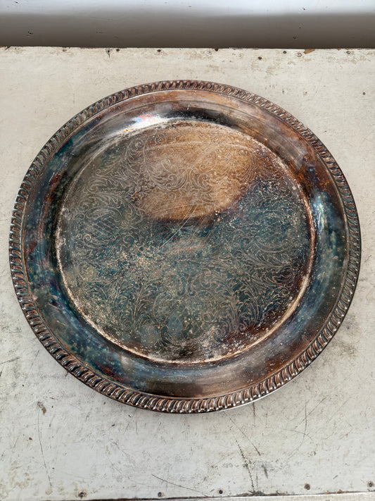 Leonard Silver Plate Round Platter