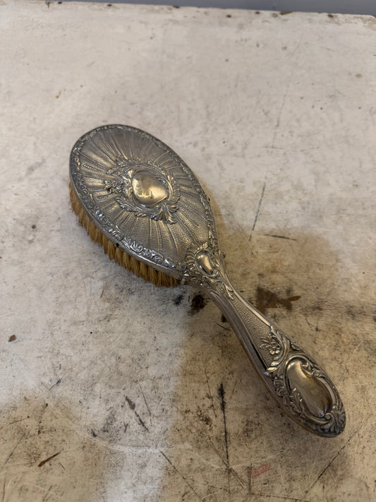 Antique Edwardian and silver plate hairbrush