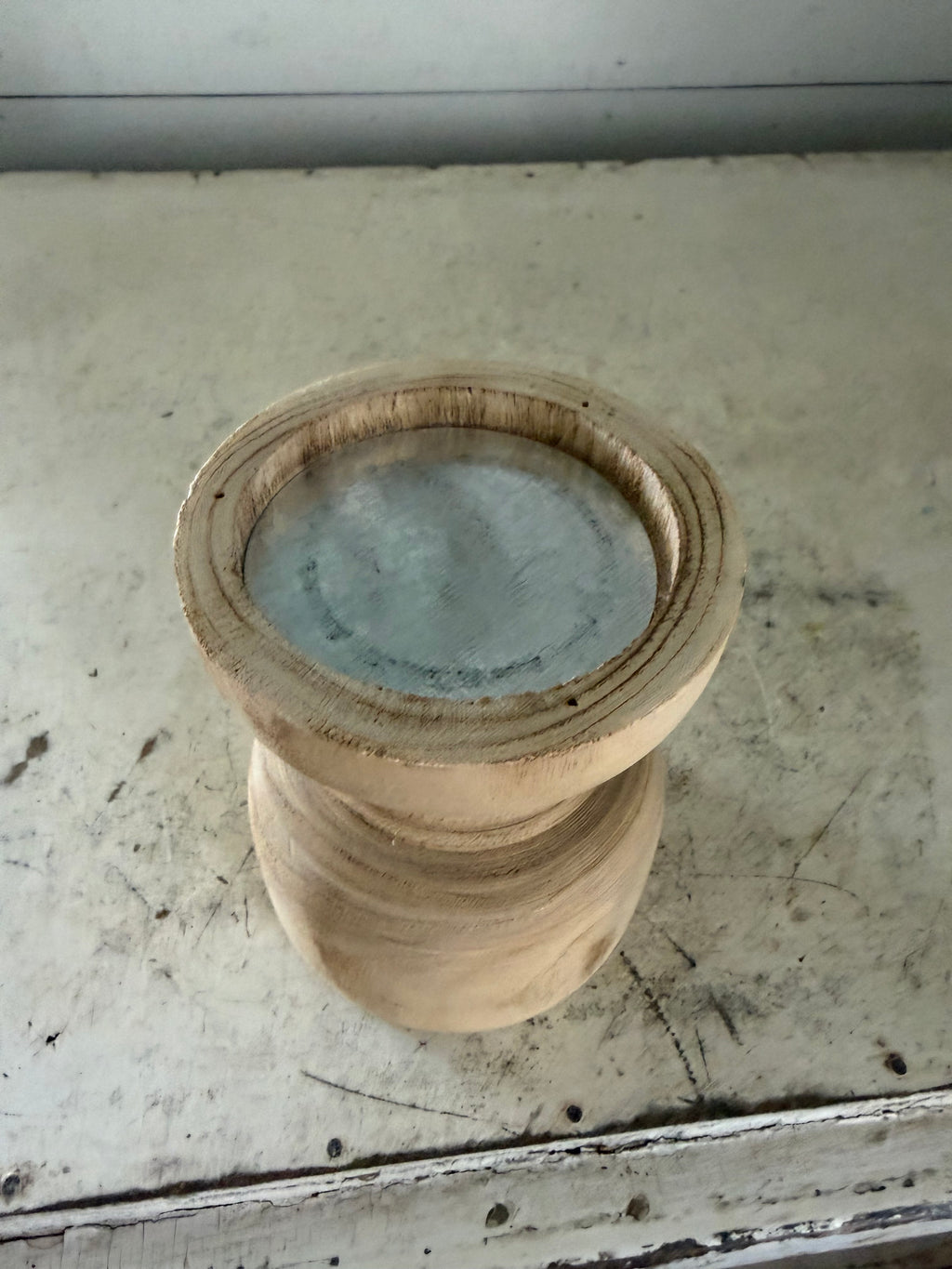 Wood candle holder