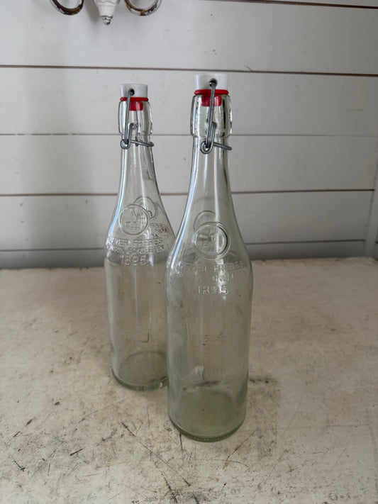 Vintage Geyer Freres 750ml Glass Bottle 12.5" Maison Fondee 1895 Swing-Top Lid- sold individually