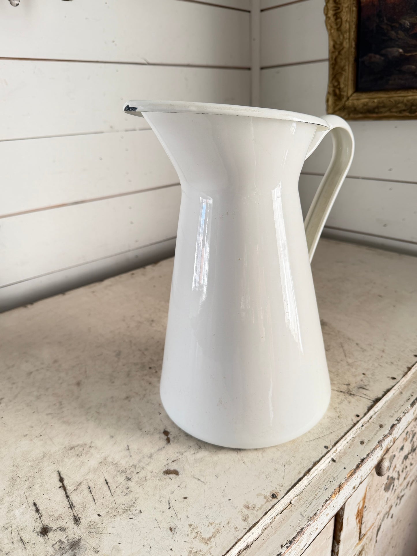 12 inch white enamel IKEA pitcher