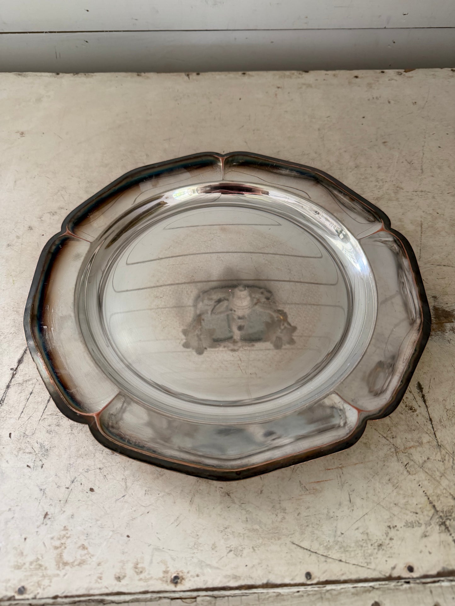 Silver Plate Platter CFOW With Scalloped Edge