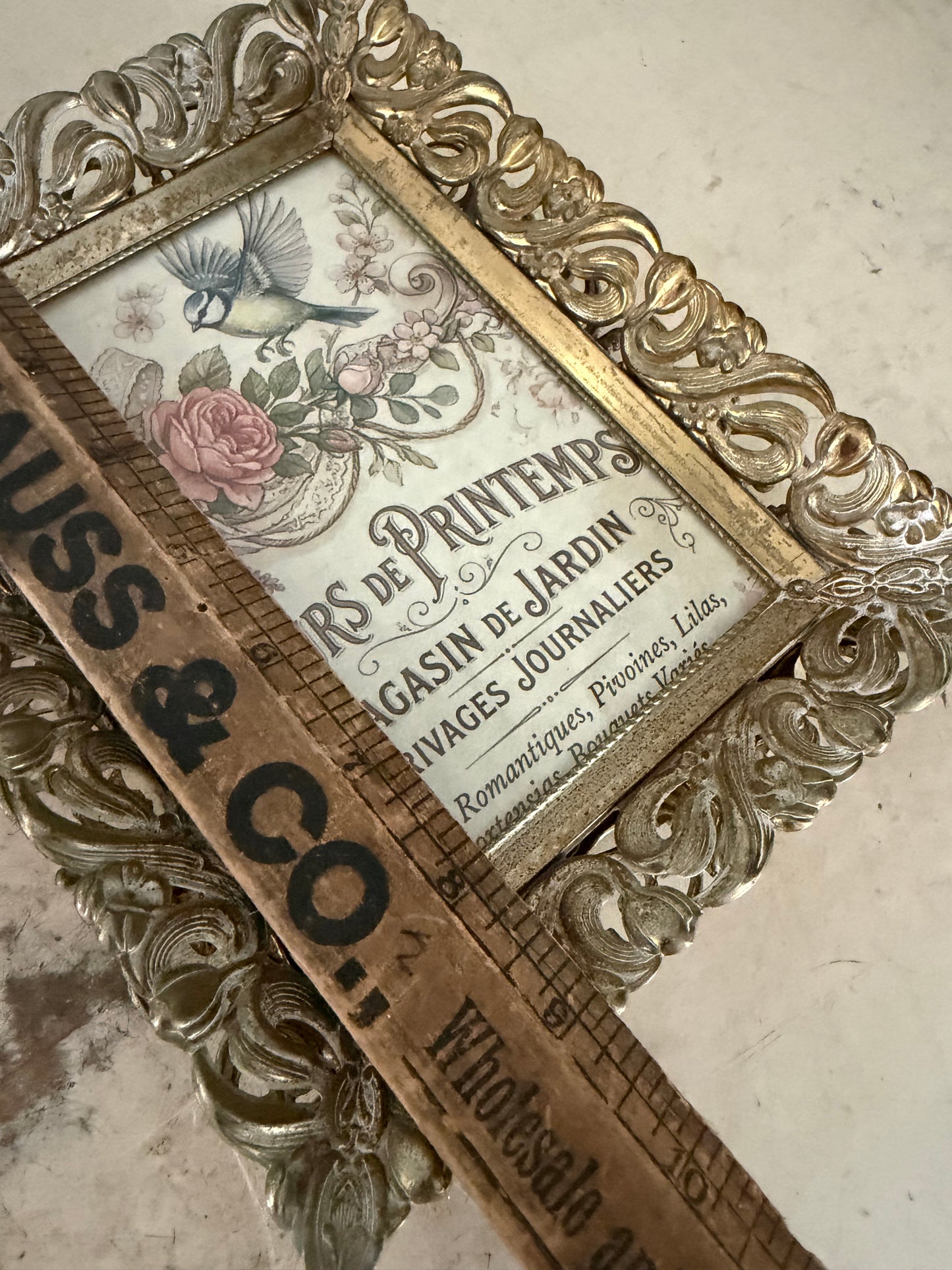 Vintage Metal Frame with Art sold individually