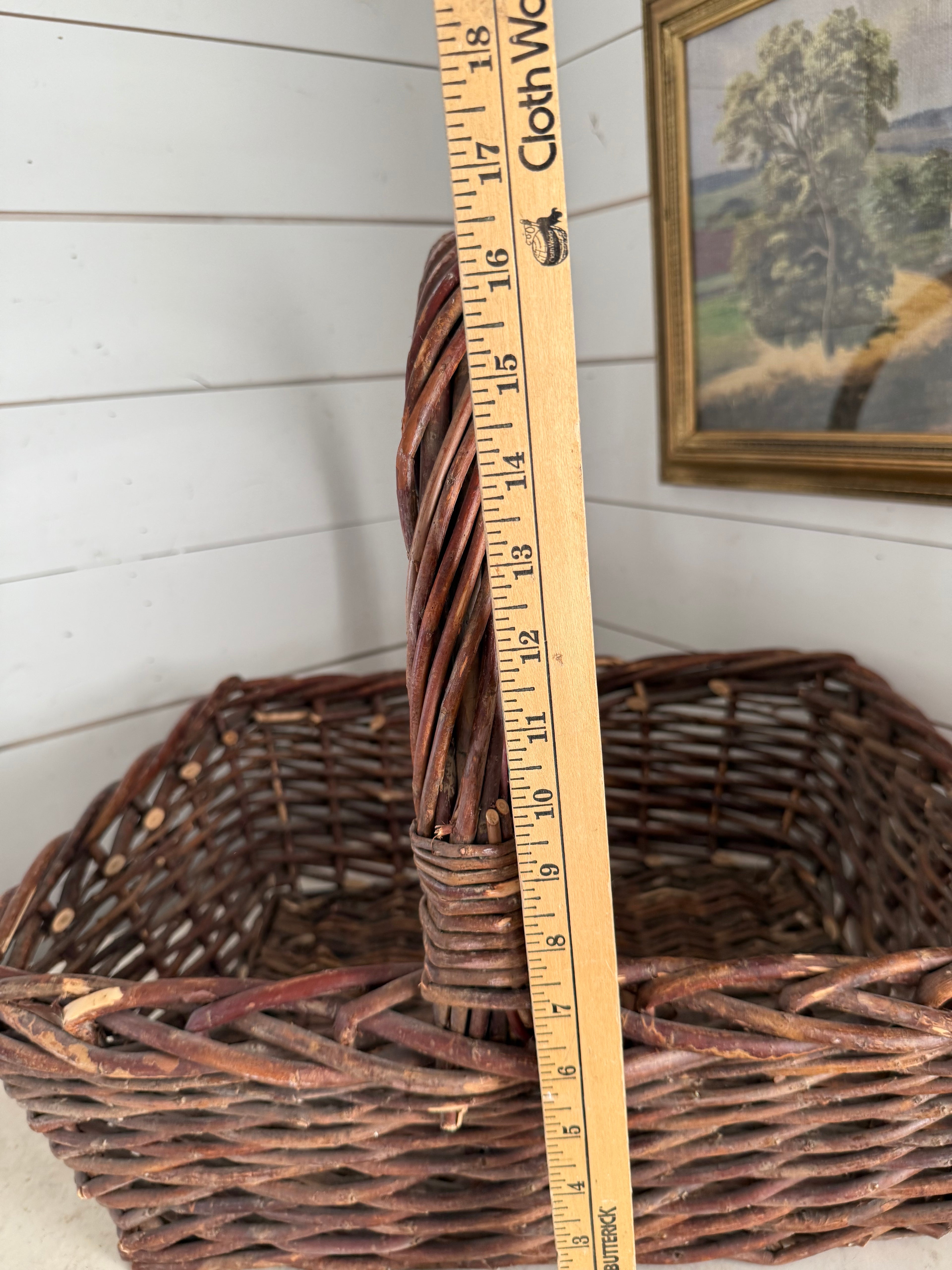 Oversized Aged Vintage Wicker Basket