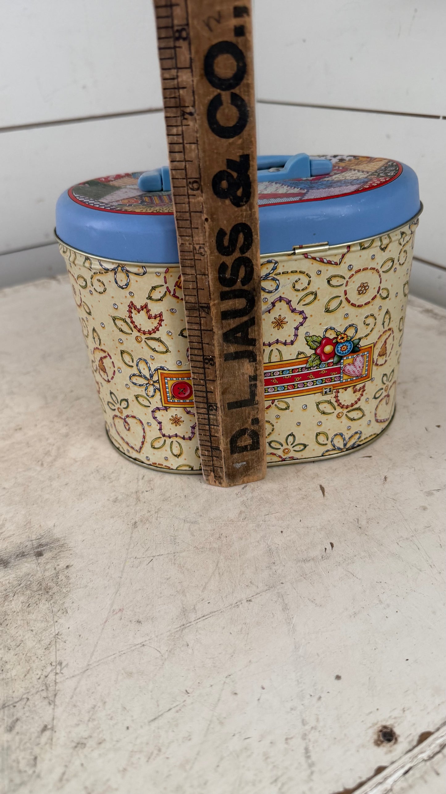 Vintage Mary Englebreit sewing tin as is