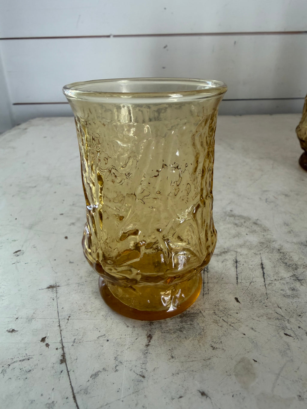 Anchor Hocking Amber Rain Flower Drinking Glasses Tumblers