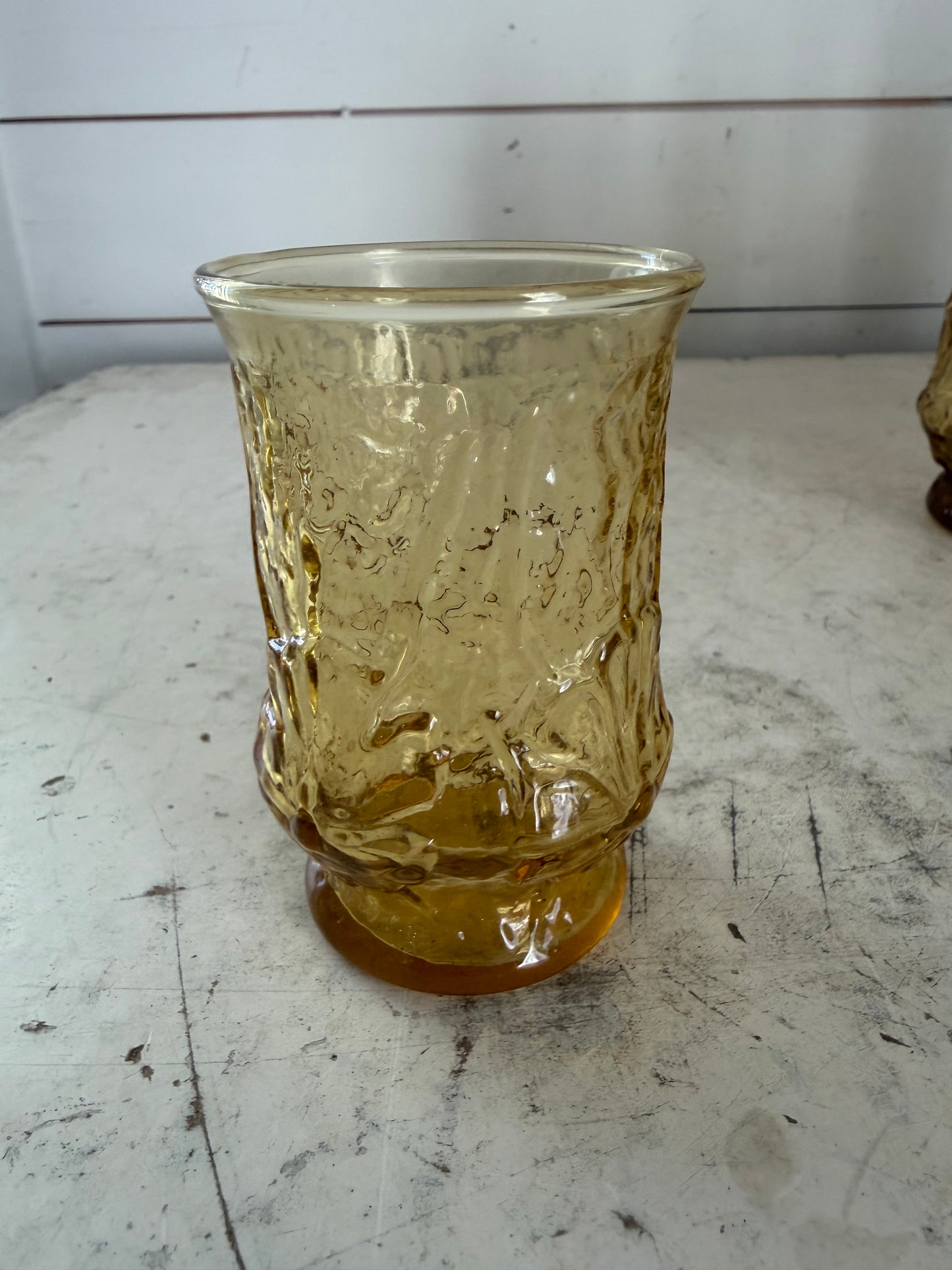 Anchor Hocking Amber Rain Flower Drinking Glasses Tumblers