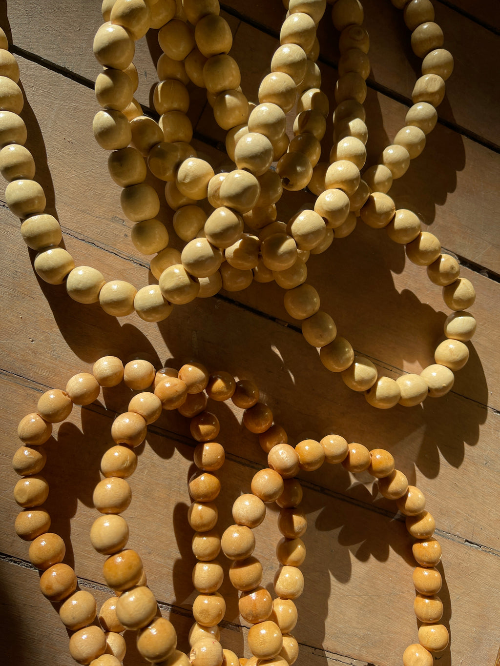 9 Foot Natural Wood Bead Christmas Garland varying shades picked at random