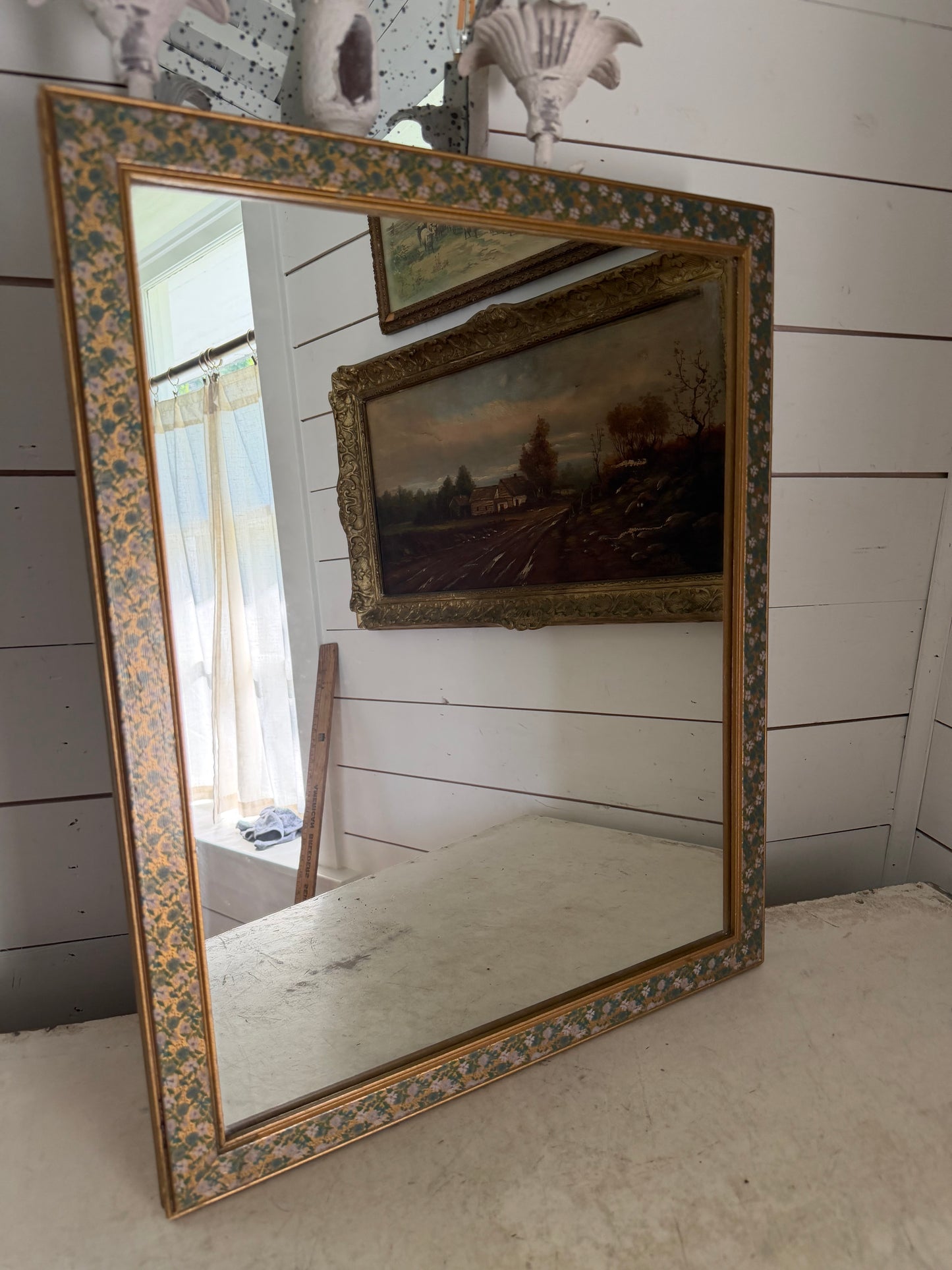 Floral framed mirror