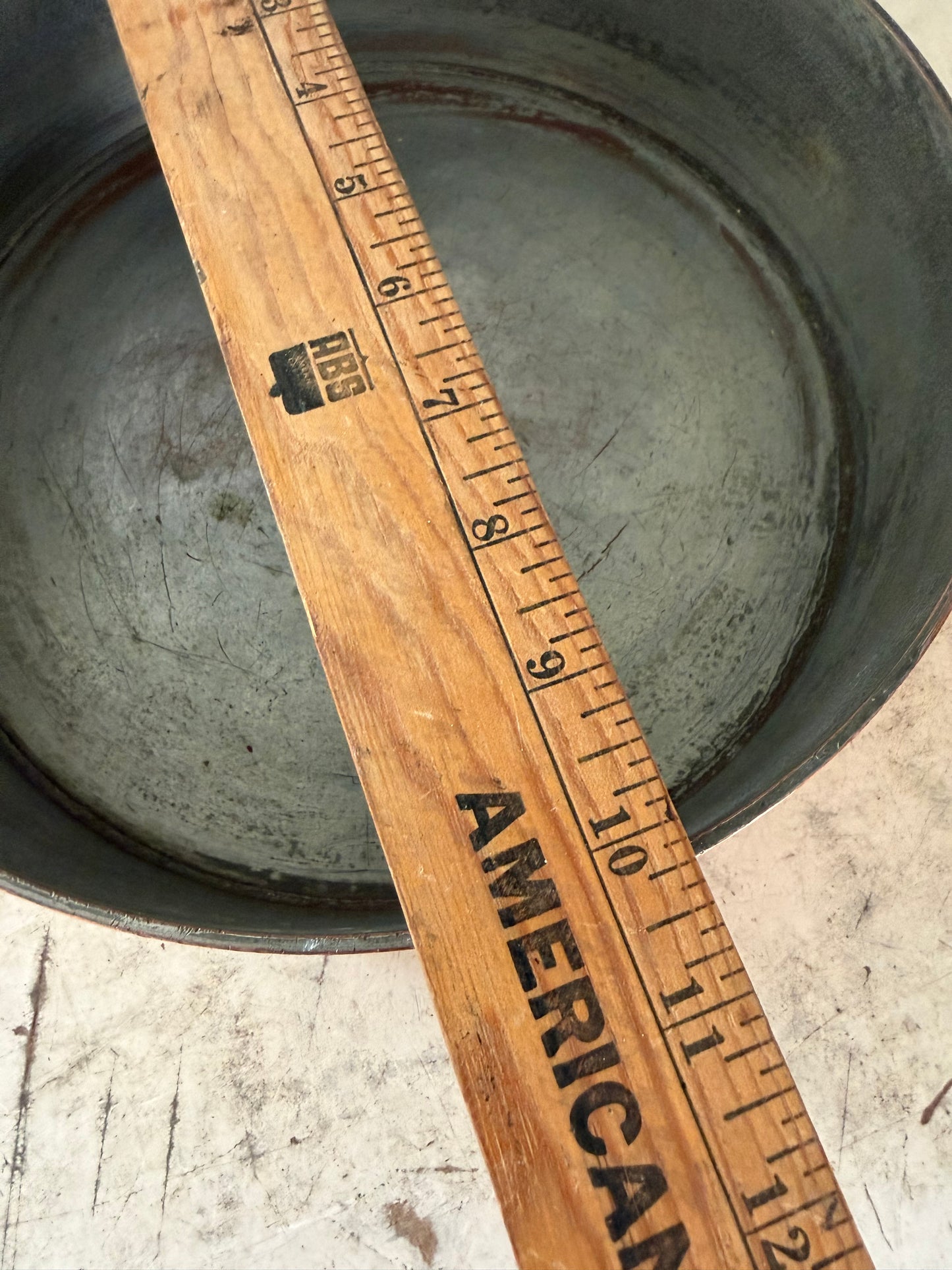 Antique English HELVETIA’ COPPER SAUCEPAN brass HANDLE