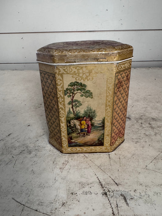 English Biscuit Tin With Romantic Scene