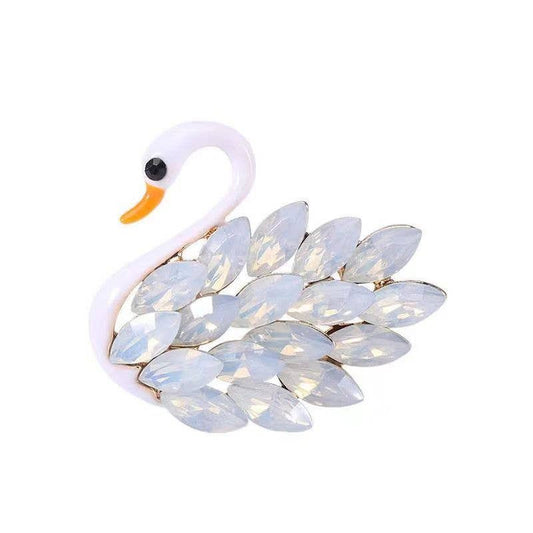 Elegant Swan Sparkling Crystal Brooch