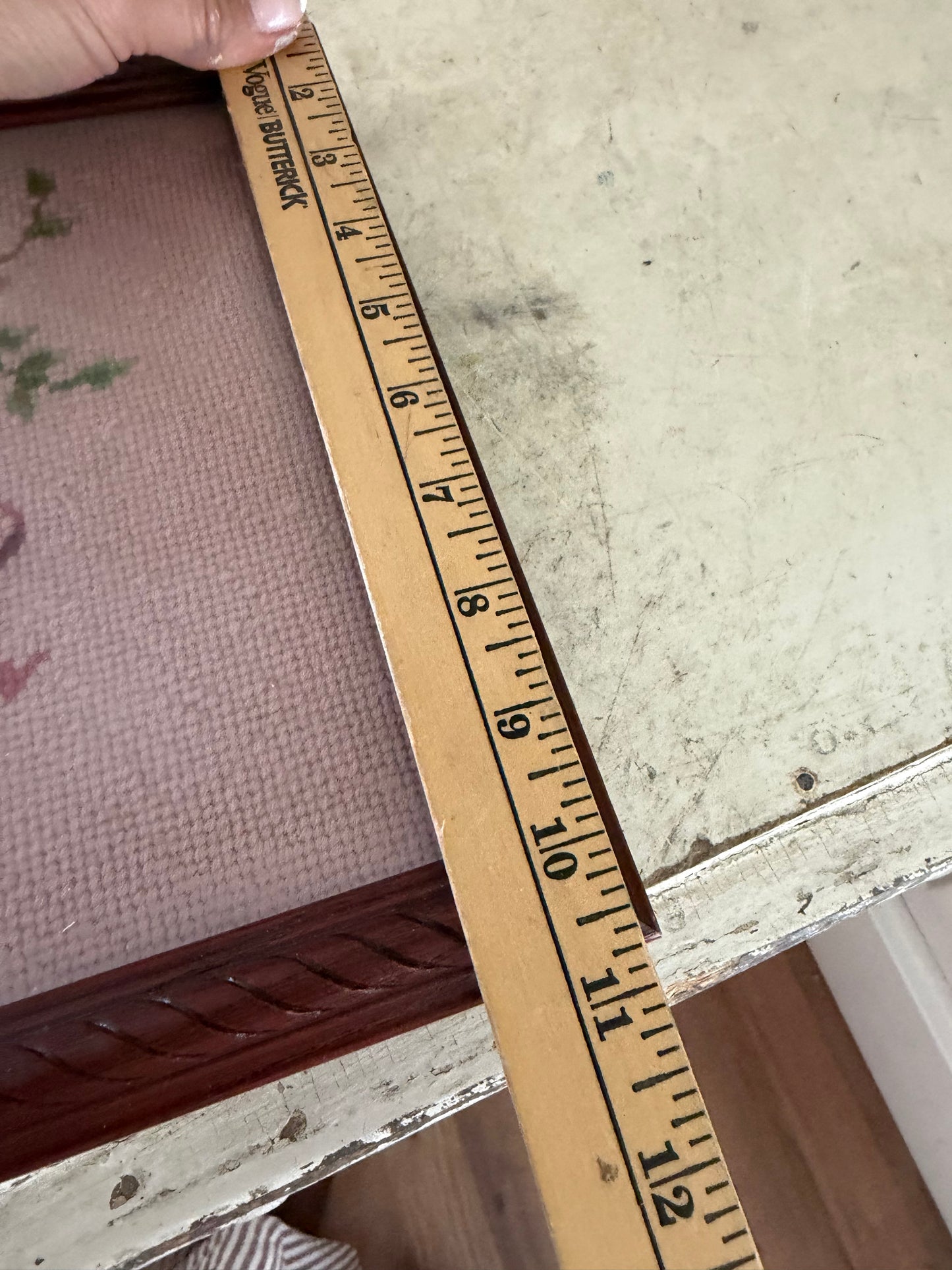 Vintage Needlepoint Home Sweet Home 20 x 10 inches Wood Framed Pink