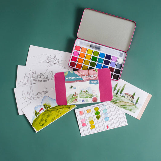 Italian Fields watercolor painting kit