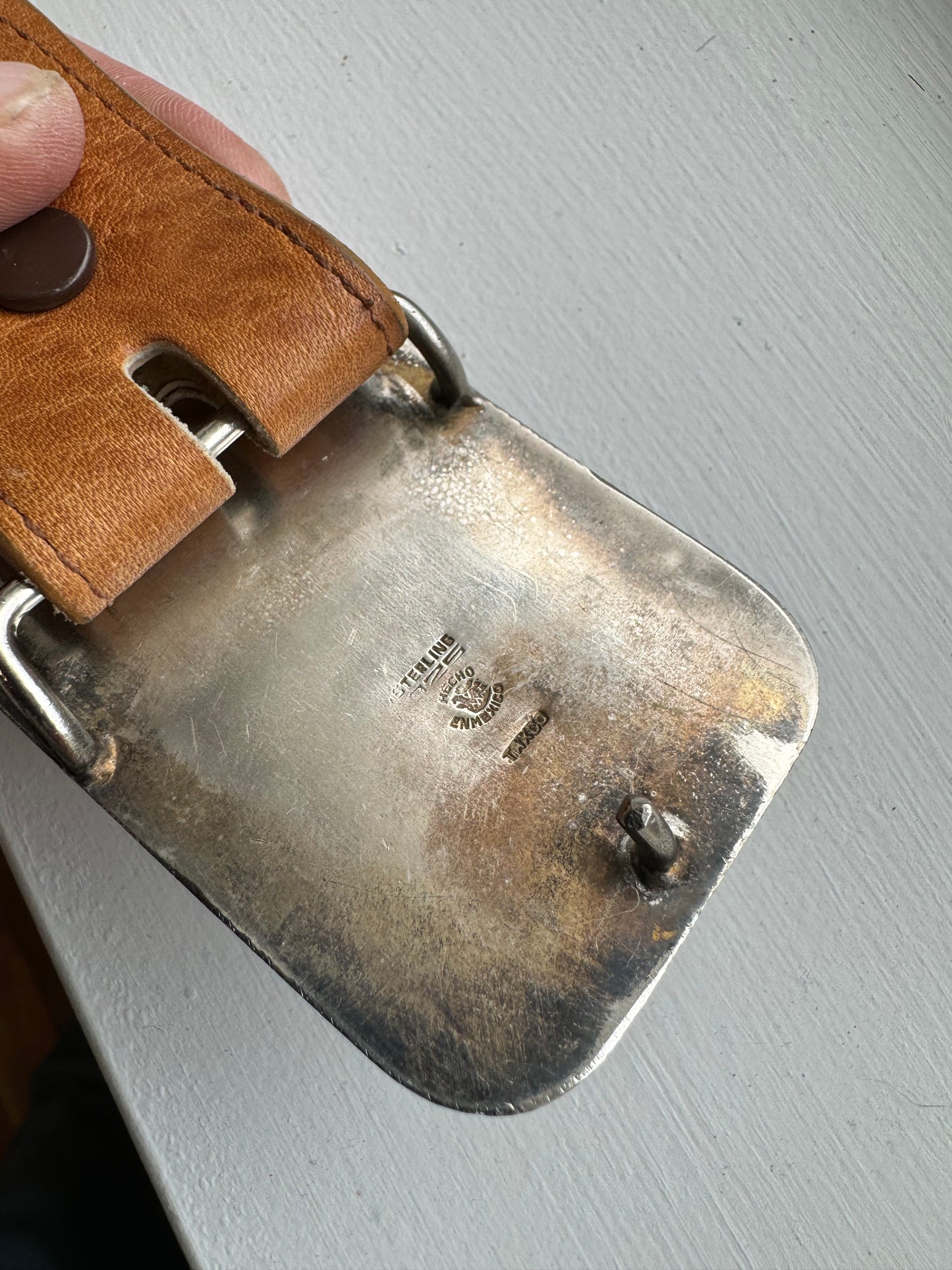 925 Sterling Belt Buckle & Leather Belt