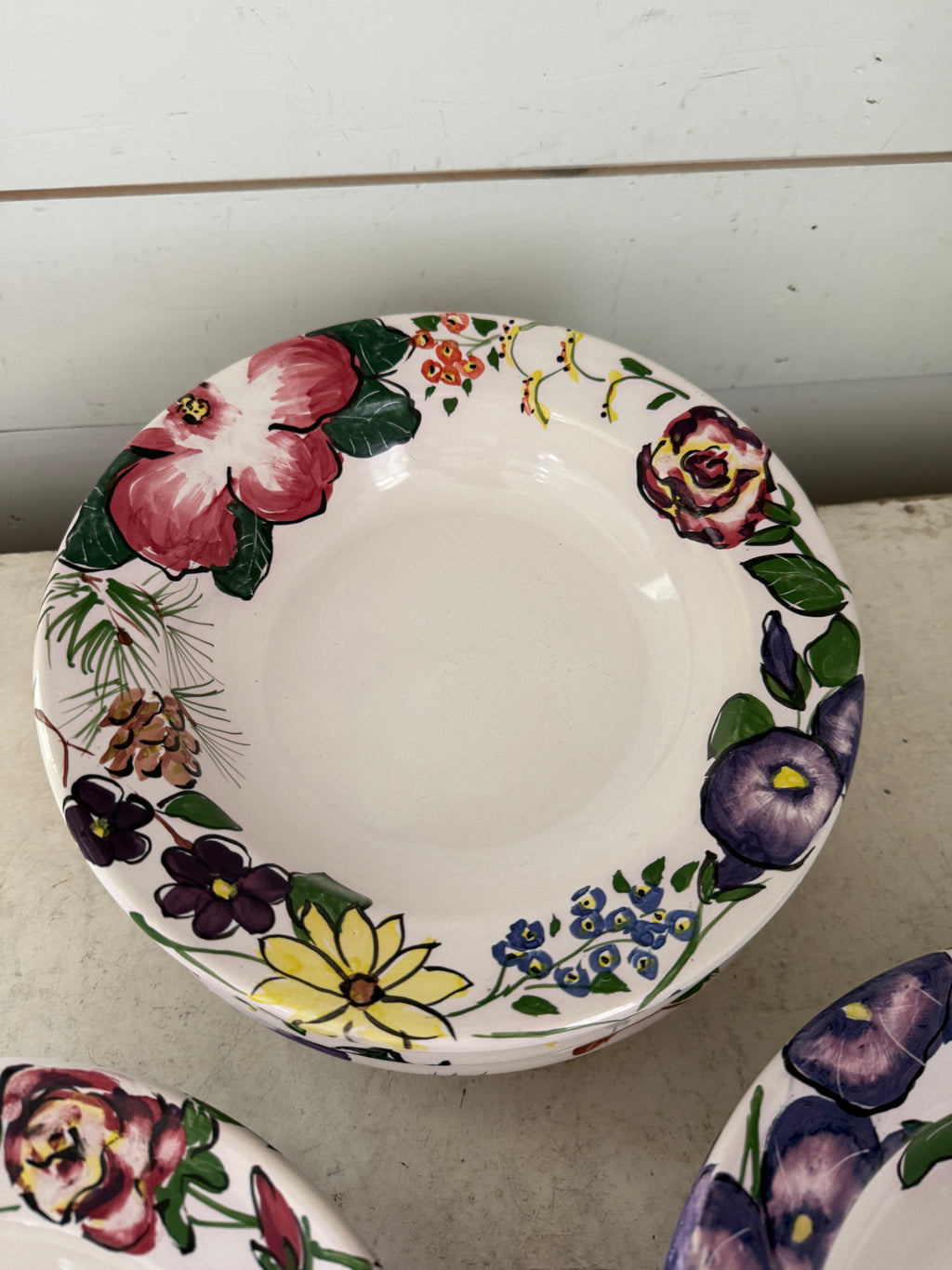 Hand Painted Studio Pottery Soup Bowl Sold individually - Signed by artist
