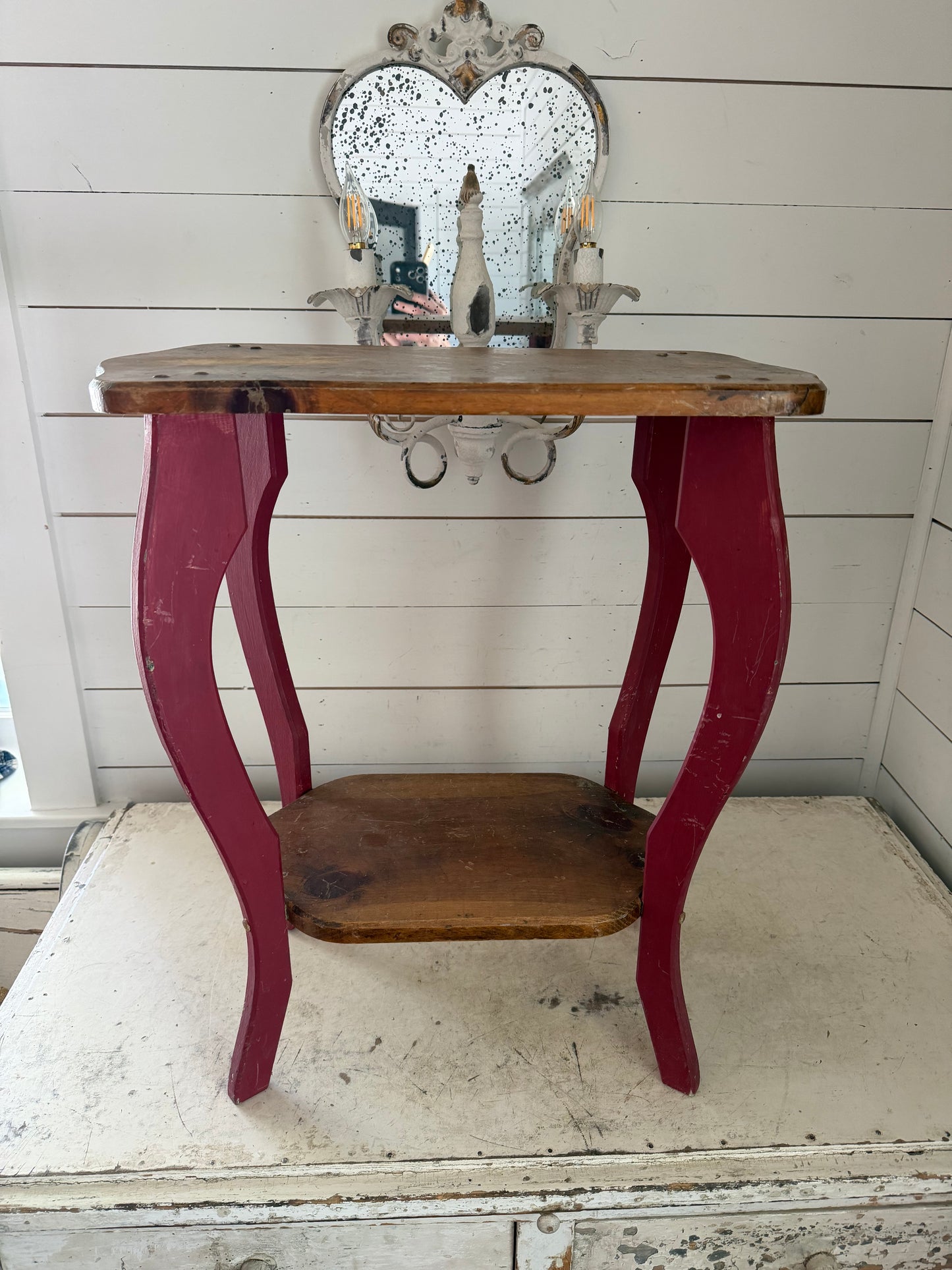 Oak two Tiered Side Table - Will Get Makeover