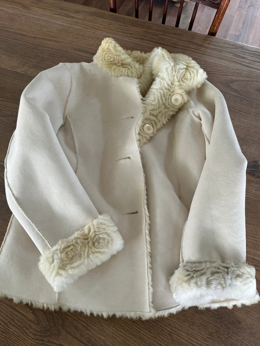 Vintage Two Sided faux suede and fur jacket - medium - collar is discolored from sun