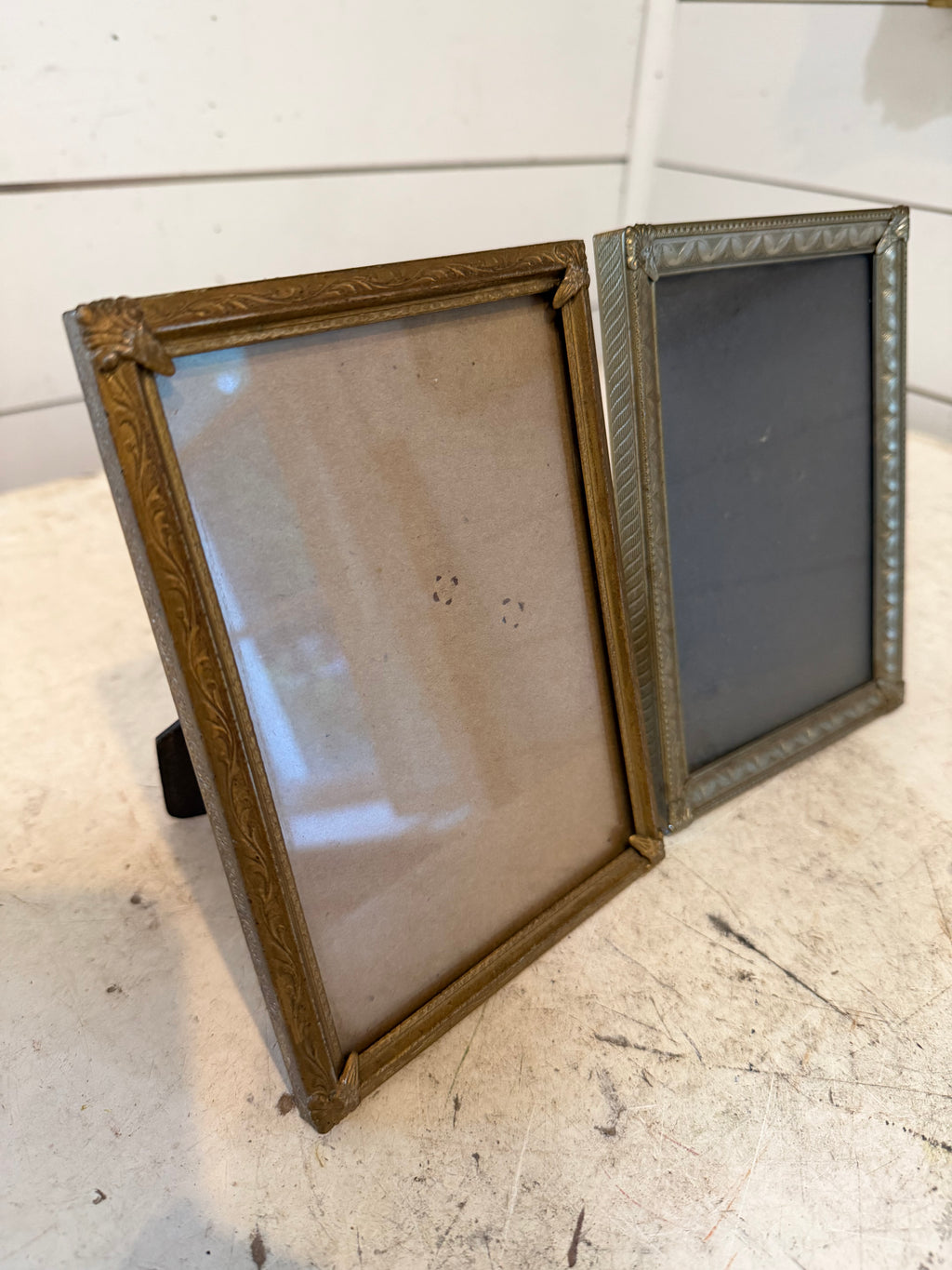 Art Deco Ornate Brass Frames Set of 2, 7” Tall - Will Get Prints