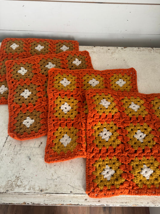 Hand Crochet Granny Square Trivet Set of 4