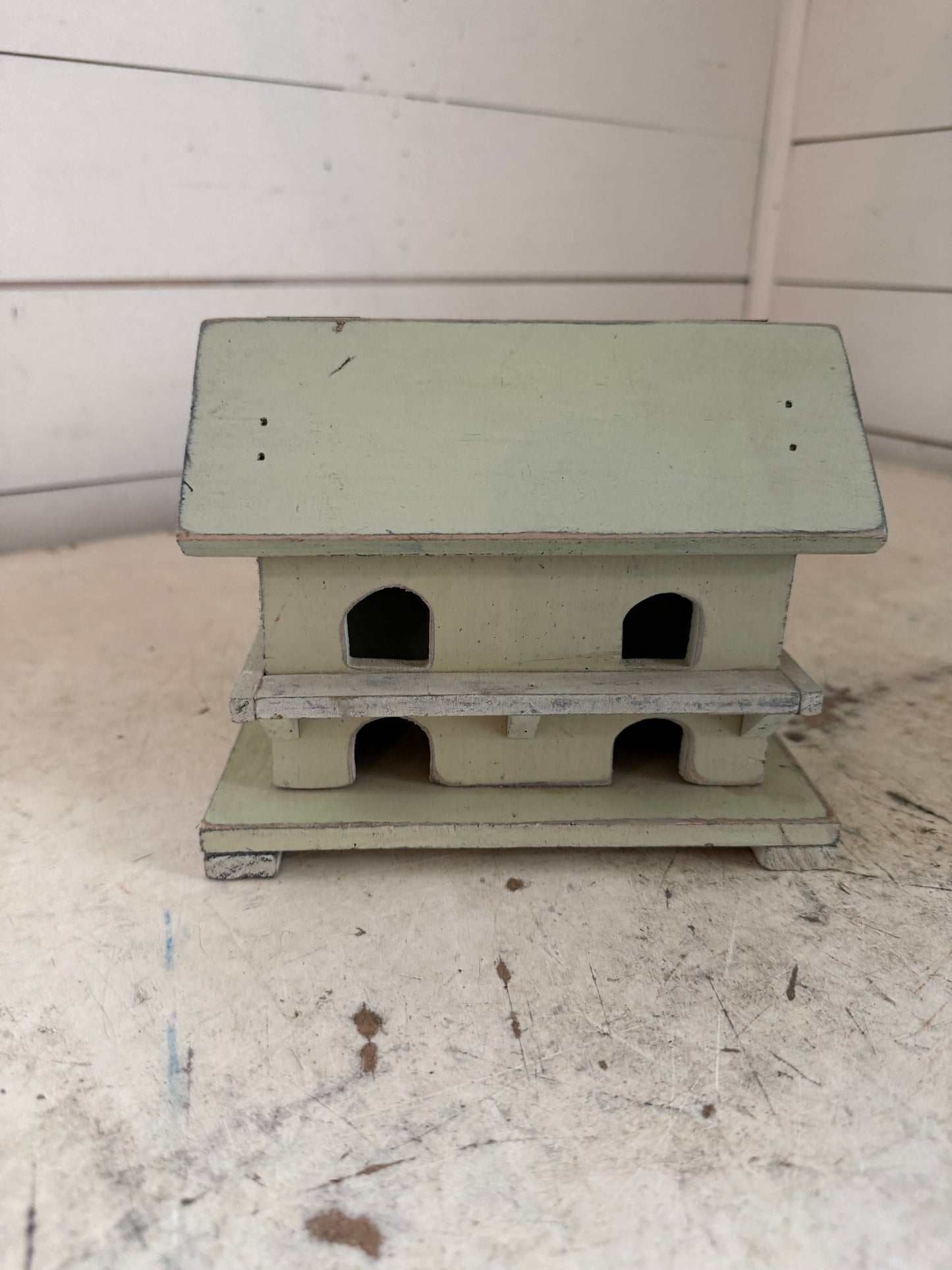 Sage green Bird house that opens