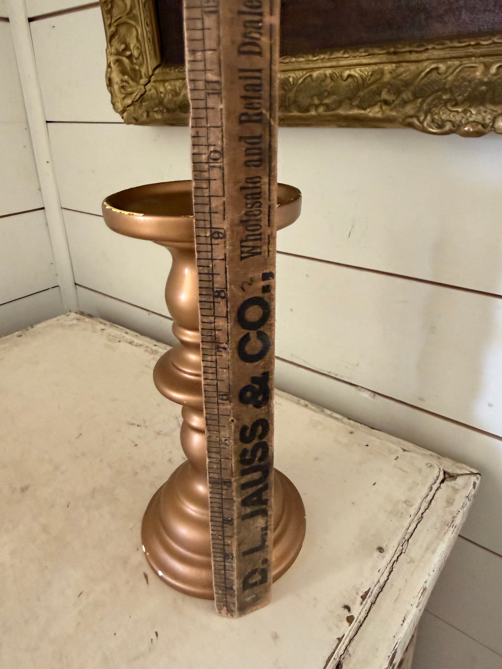 Gold-finished Candlestick Holder features a traditional turned baluster design - Will Get Makeover