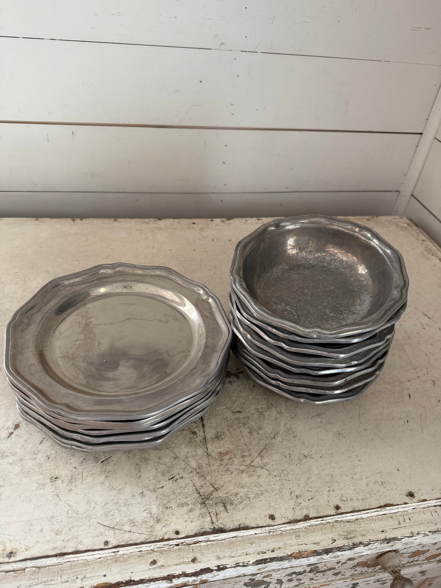 American Pewter Plates & bowls by Wilton Armetale - Queen Anne style - sold individually