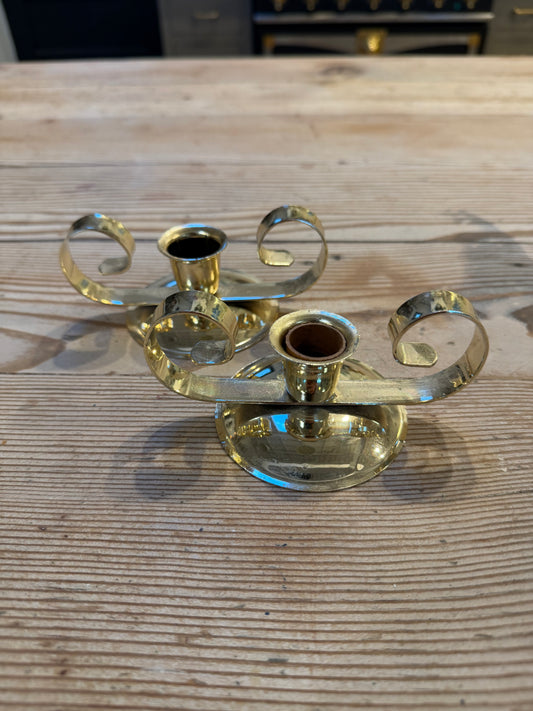 Art deco gold tone metal candle holder sold individually