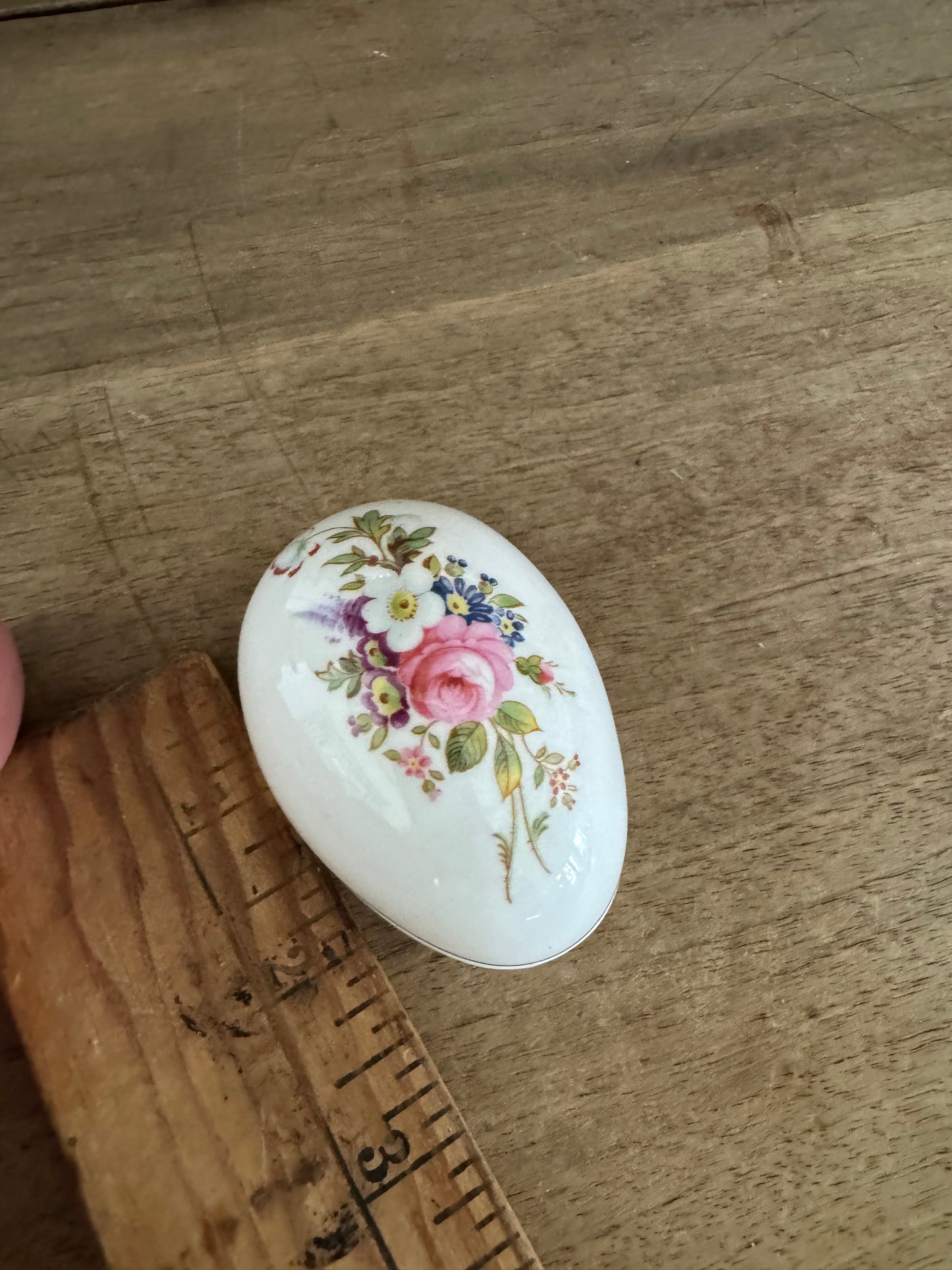 Hammersley & Co Covered Egg Trinket Box with Floral Design Fine Bone China Made in England