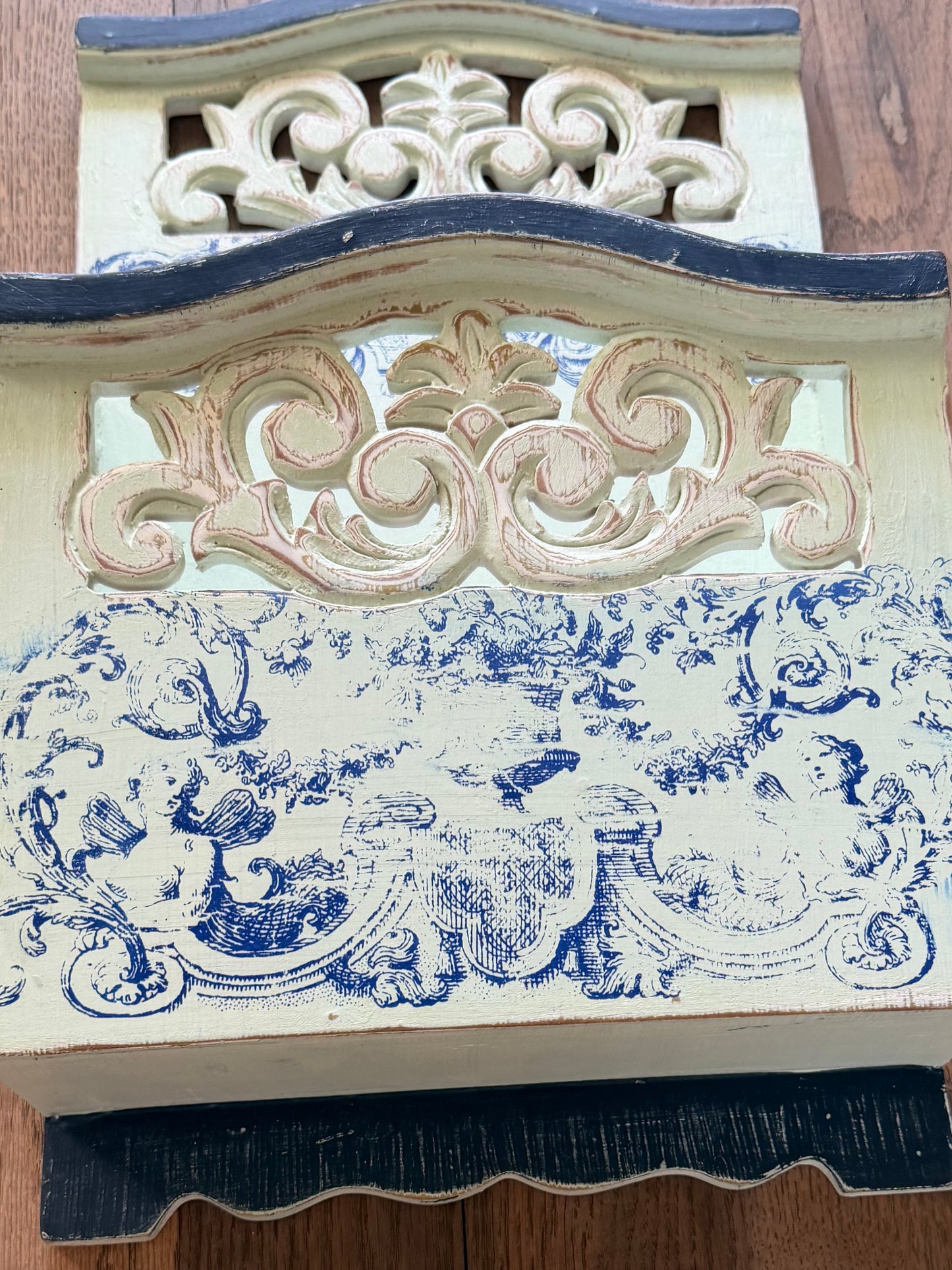 French Country Hand-painted wall hanging organizer