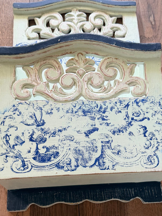 French Country Hand-painted wall hanging organizer