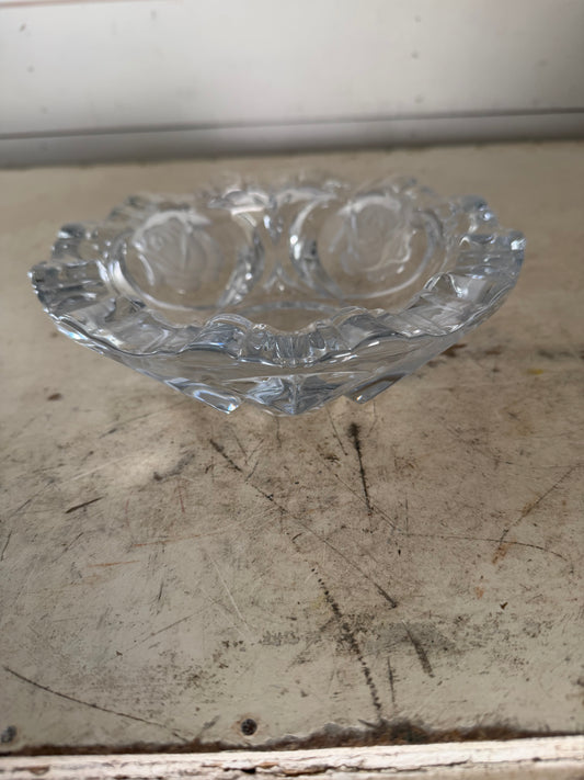 Rose Design Crystal Nut Or Candy Dish