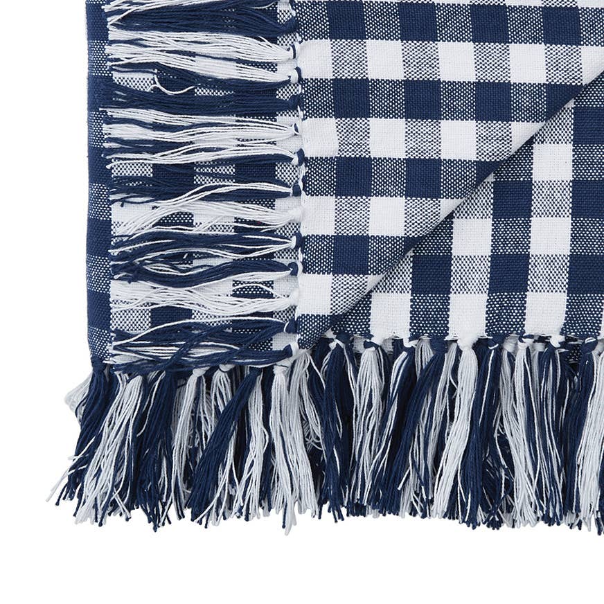 Ashford Indigo Blue Gingham Check Throw Blanket