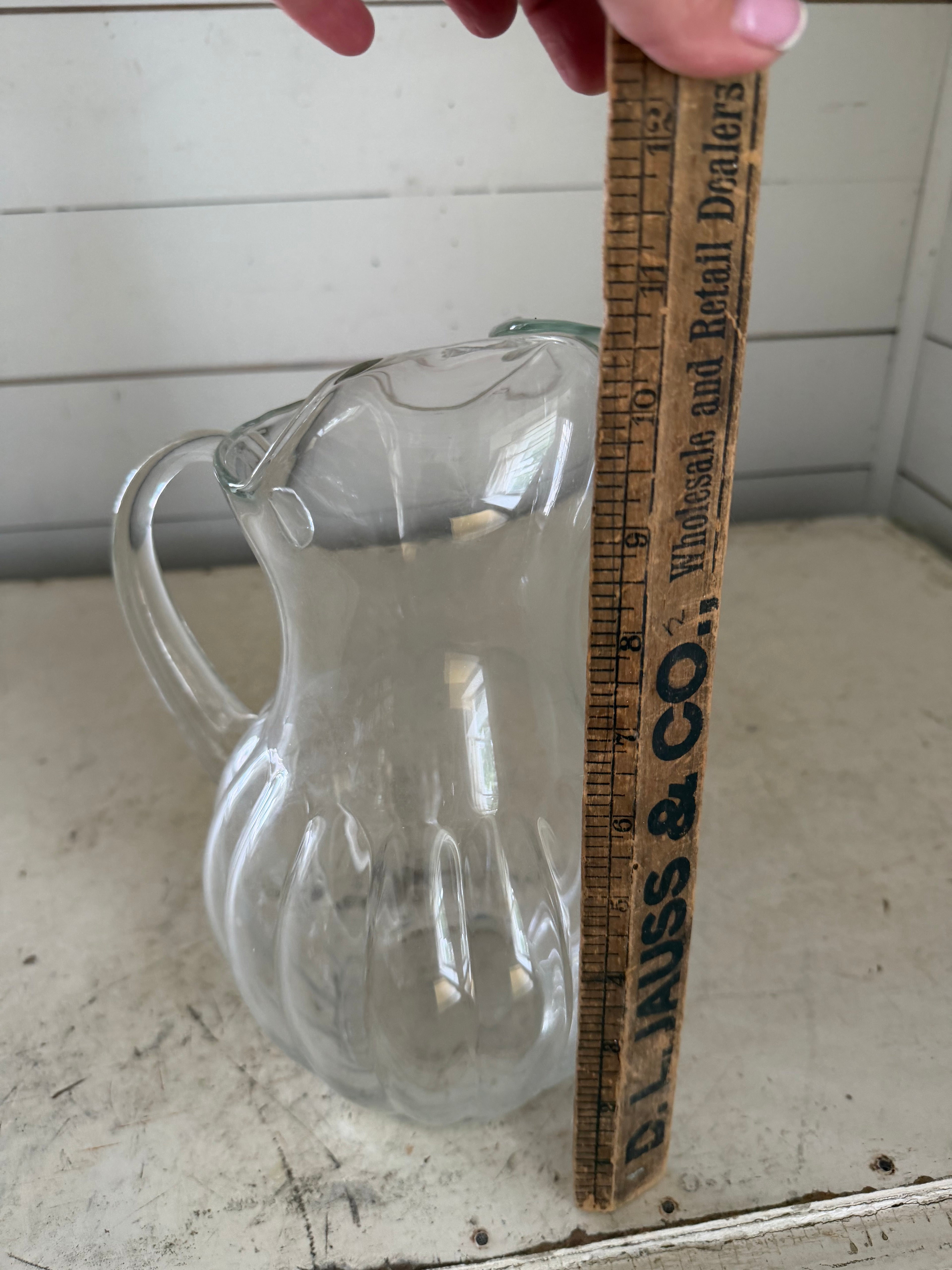 Fluted glass juice, pitcher