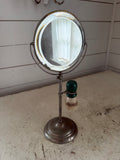 Antique beveled shaving mirror and Brush stand as is