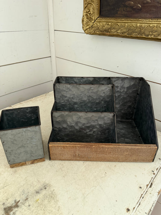 Galvanized Desk organizer