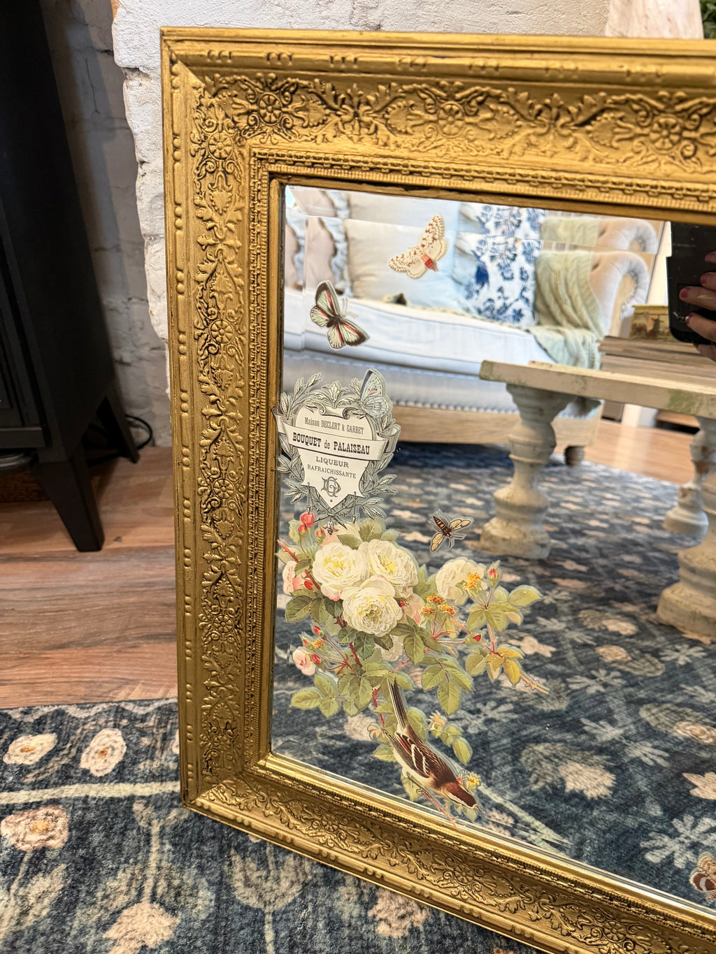 Gold with Flowers Mirror will get makeover 25.25x21.25”