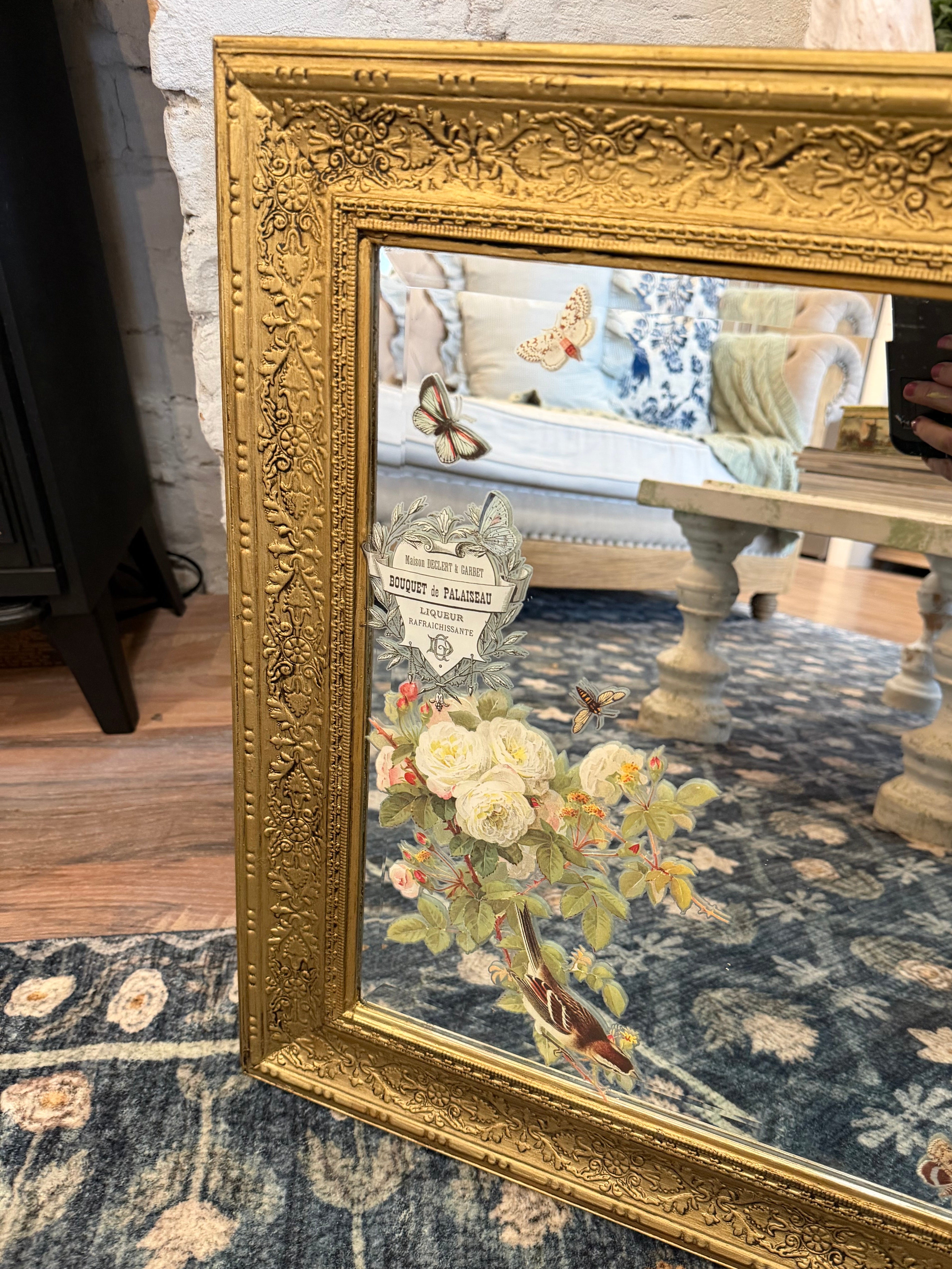 Gold with Flowers Mirror will get makeover 25.25x21.25”