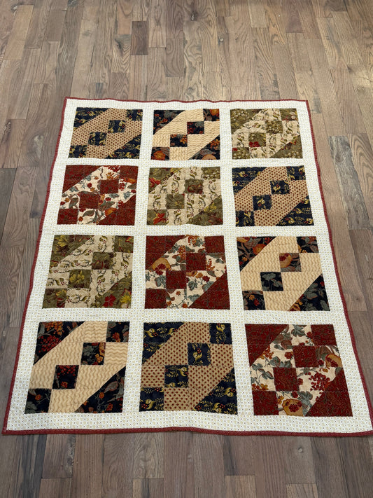 Small diamond square pieced Quilt throw size