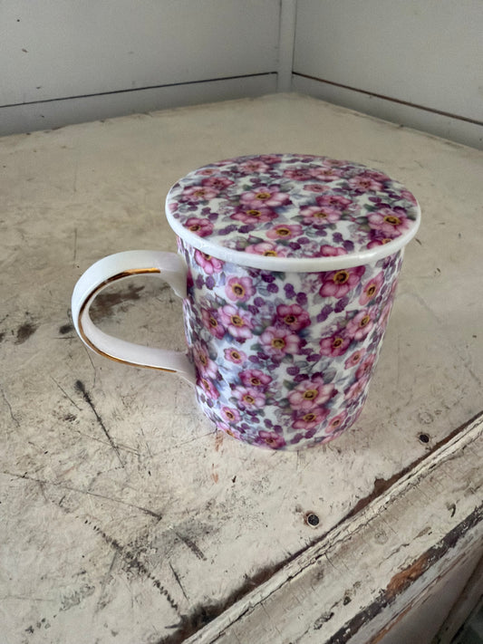 Floral Mug with Lid