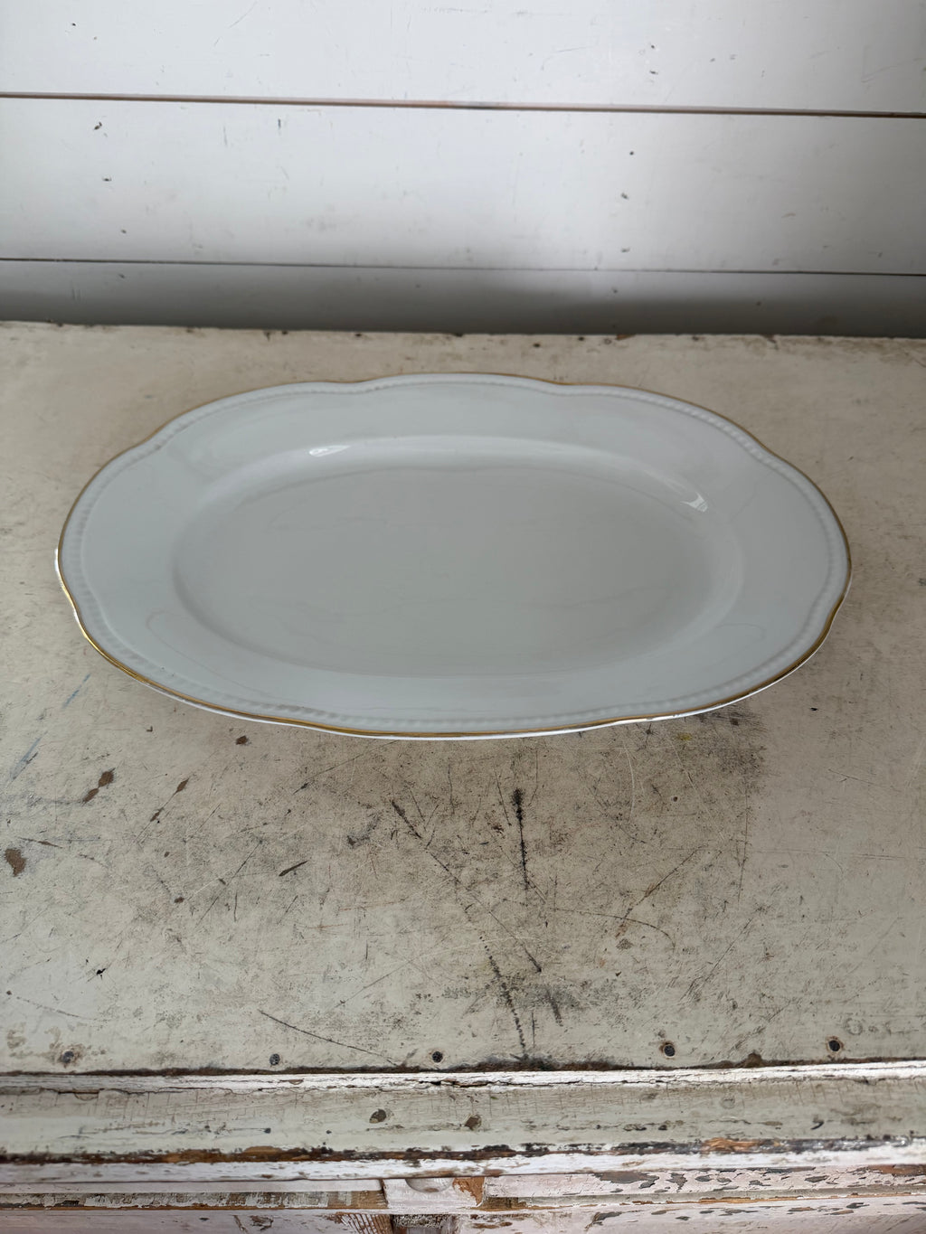Large white platter with Gold trim P.T. Tirschenreuth Bavaria