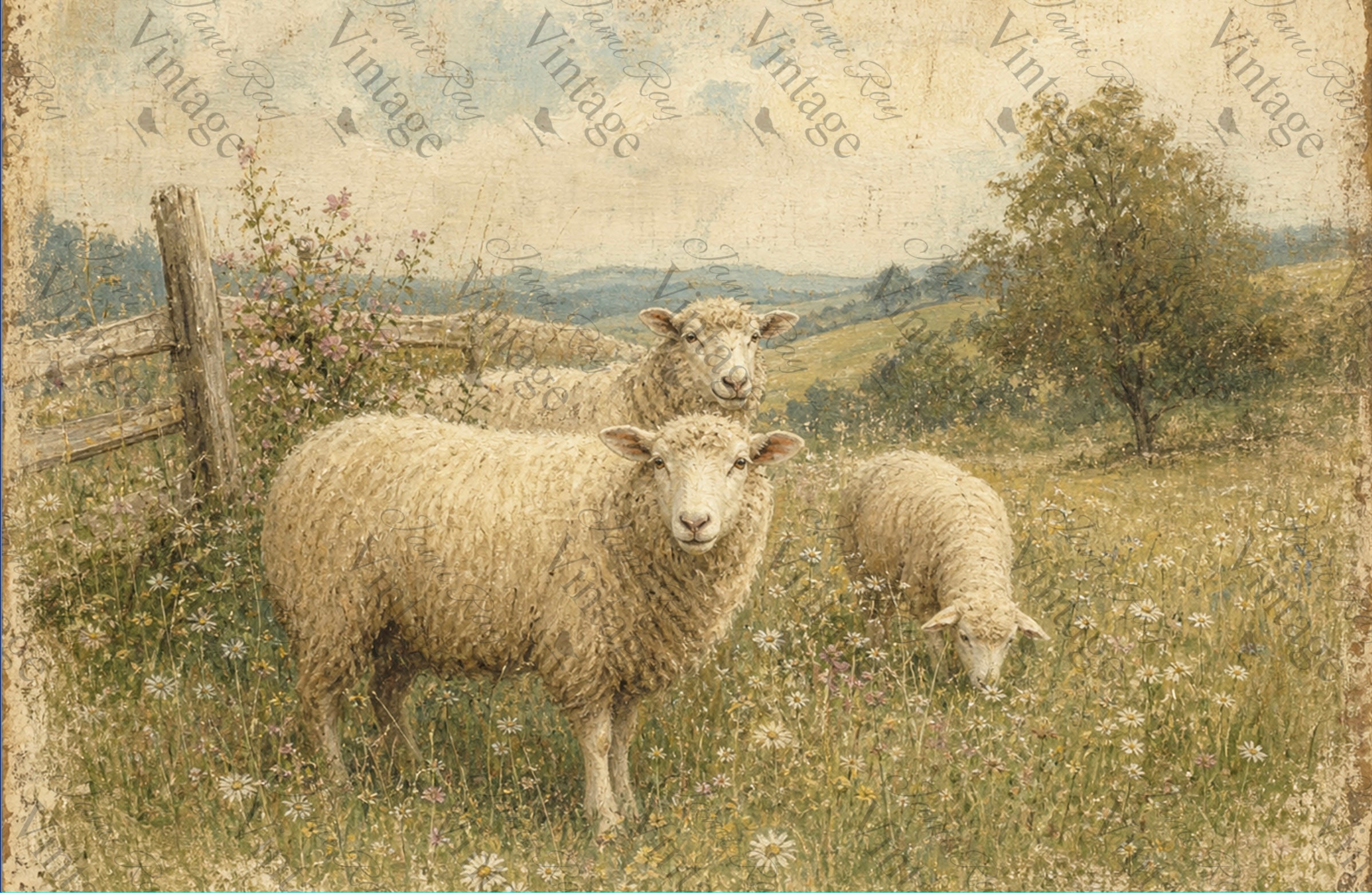 Antique Sheep | JRV Medium Rice Paper