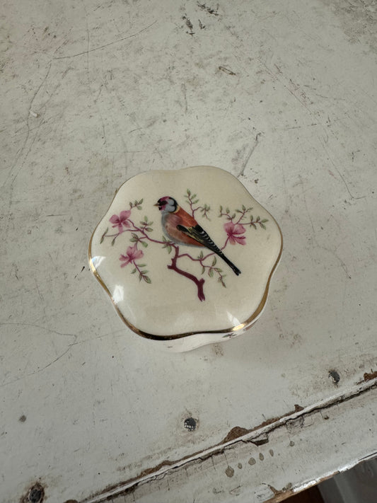 Royal Worcester Palissy Royale Collection Goldfinch 3” Trinket Box With Lid