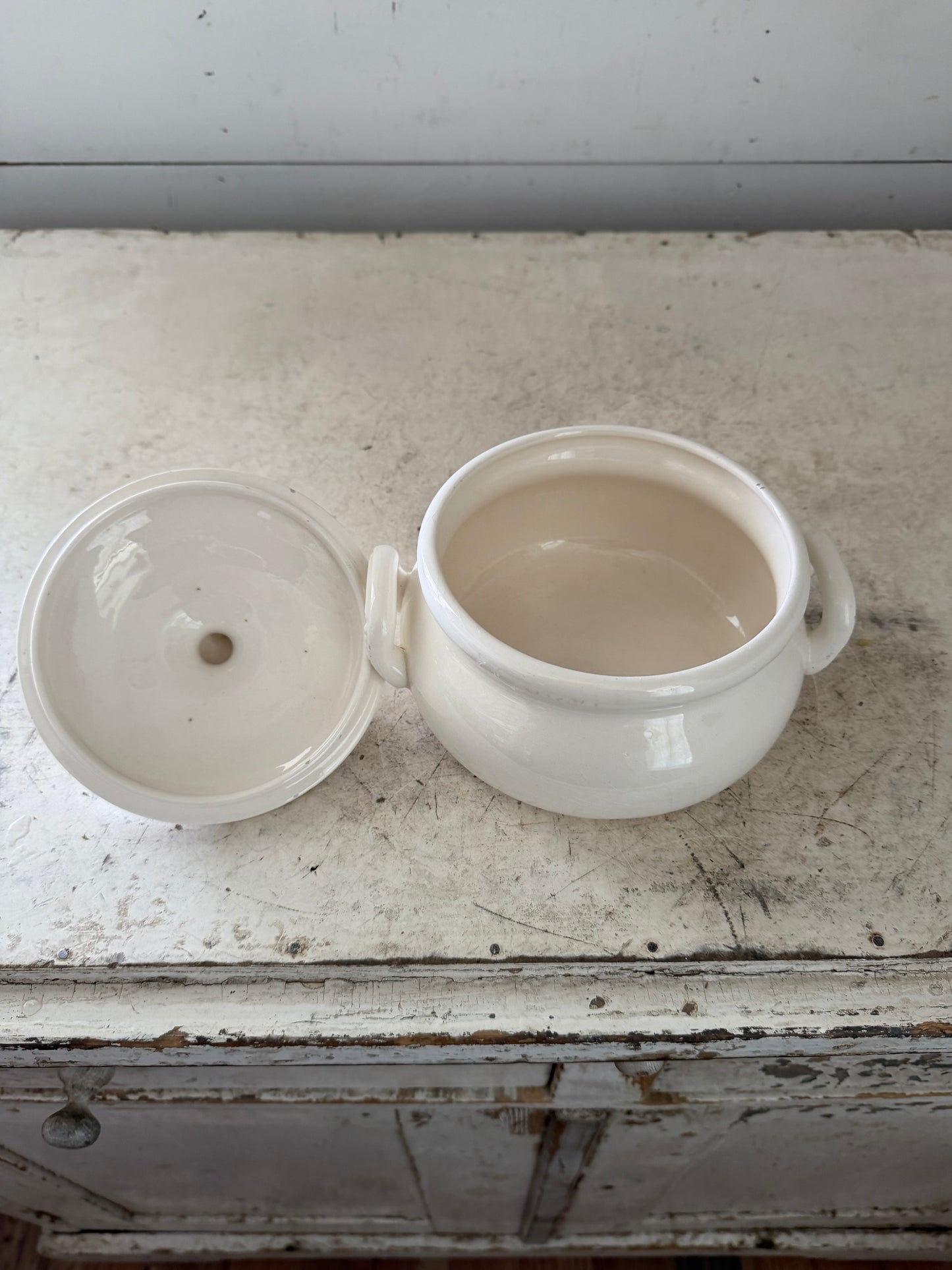 Vintage white soup tureen with lid