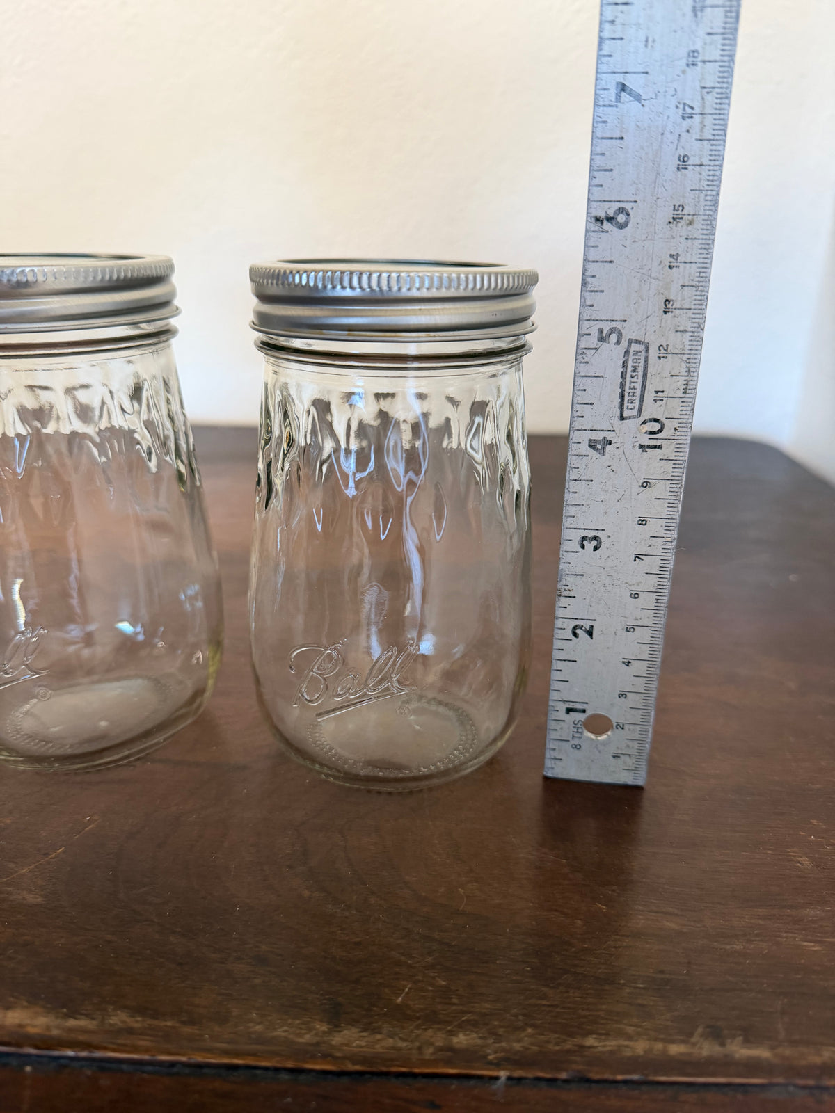 Fluted glass ball jar with lid