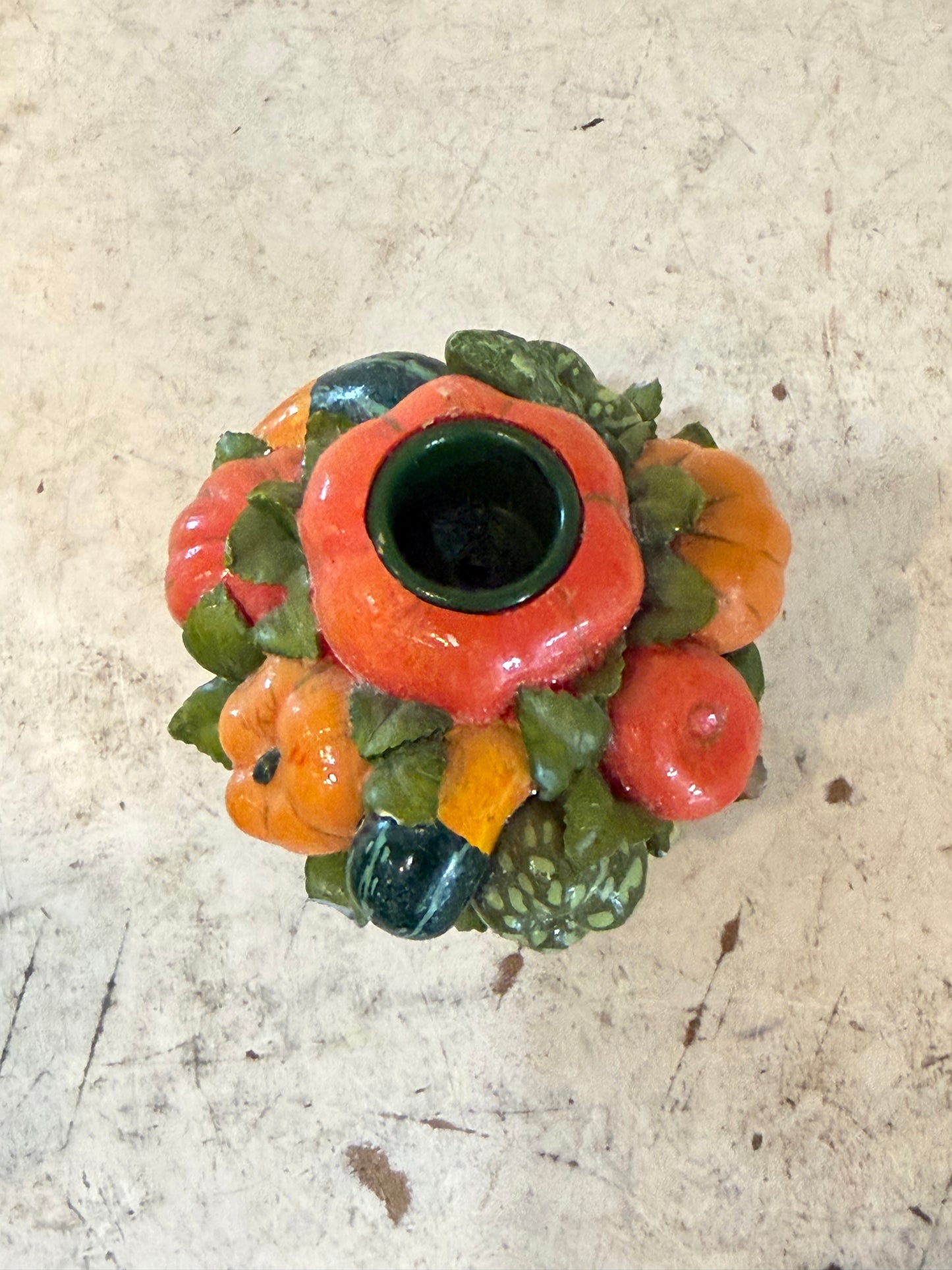 Vintage Fitz and Floyd Fall Harvest Pumpkin candleholders