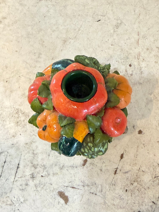 Vintage Fitz and Floyd Fall Harvest Pumpkin candleholders
