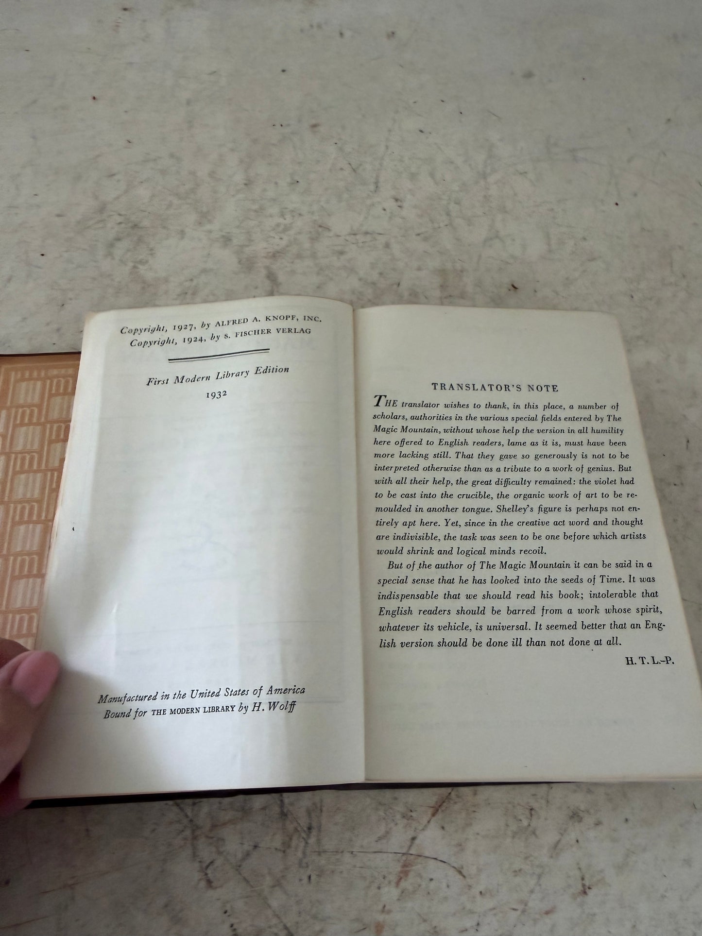 The magic mountain Hard cover - 1932 by Mann, Thomas, and Lowe, Helen Tracy (Porter), Mrs as is