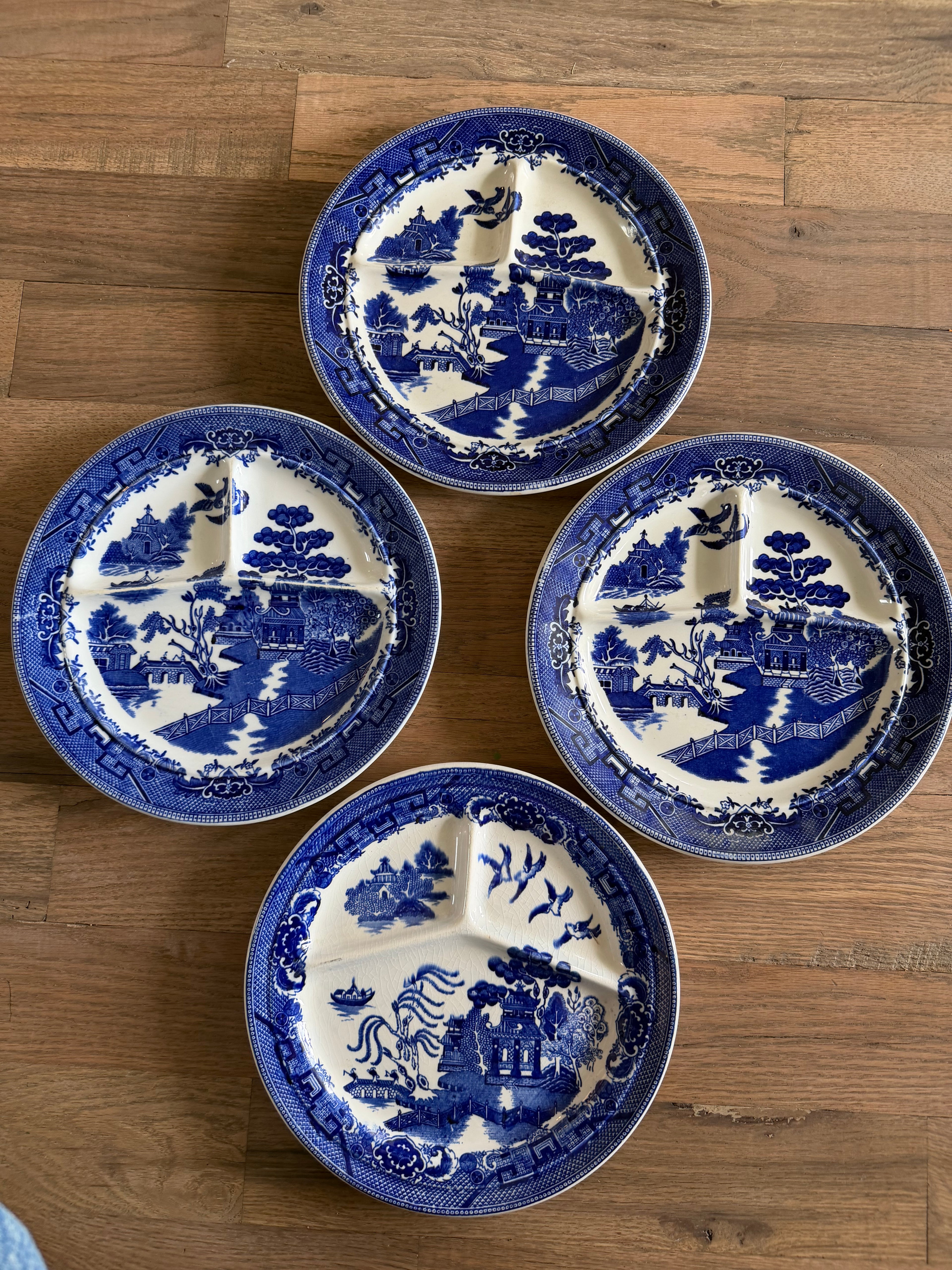 Vintage Blue Willow Ware Made in USA Divided Grill Plate - Sold Individually Picked at Random